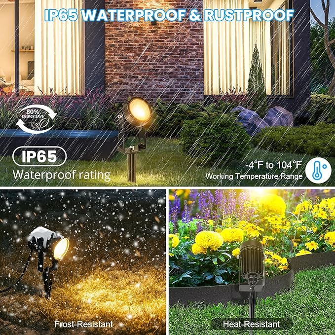 Plug and Play Low Voltage Landscape Lighting Kit, Warm White Waterproof Outdoor - Image 6