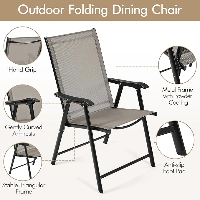 Yaheetech Patio Dining Chairs Set of 2, Portable Dining Chairs - Image 6