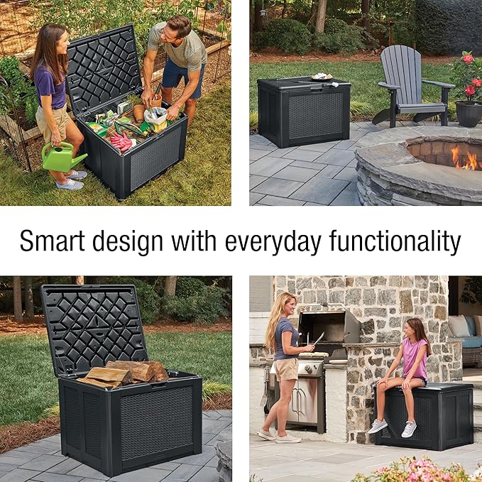 Rubbermaid Medium Resin Outdoor Storage Deck Box, Weather Resistant, Deck - Image 4