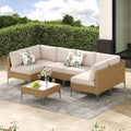 Jing's Villa 7-Piece Outdoor Patio Furniture Set, Ratten Conversation Sectional by JingsVillaOutdoorFurniture