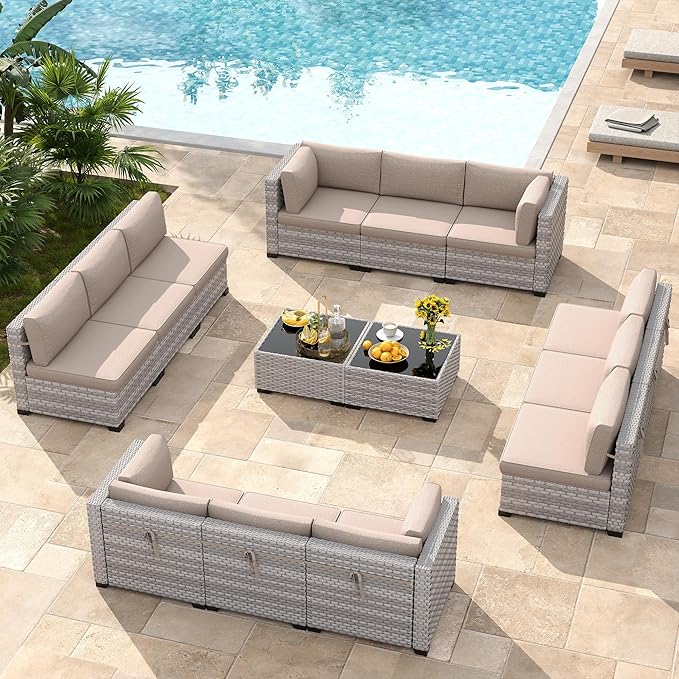 12-Seat Modular Patio Furniture Set – Outdoor Wicker Sectional Sofa - Image 2