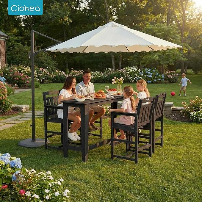 Ciokea 3 Pcs Outdoor Bar Height Table Set, Heavy-Duty All-Weather HDPE Patio - Image 2