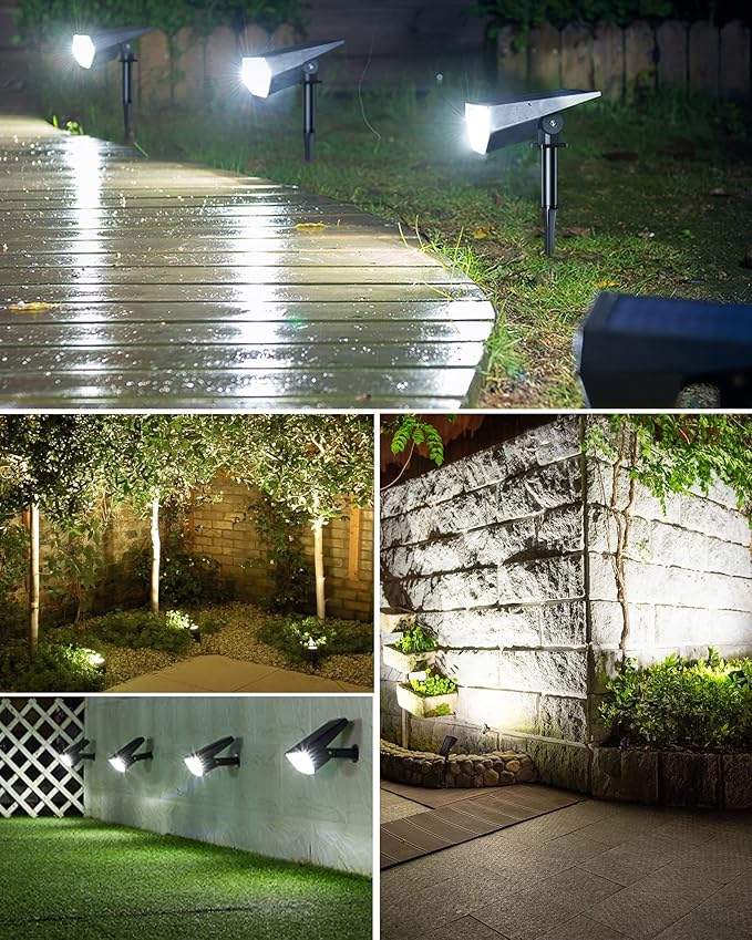 Biling Solar Spot Lights Outdoor, 2-in-1 Solar Landscape Lights 12 LED Bulbs - Image 6