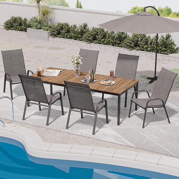 Patio Chairs Set of 6, Stackable Outdoor Dining Chairs - Image 4