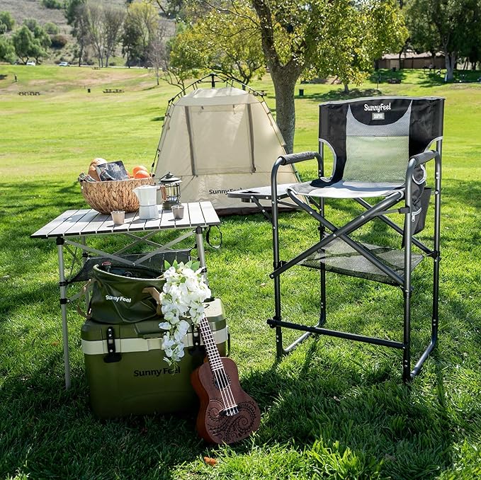 SUNNYFEEL Tall Camping Directors Chair, Portable Folding Artist Makeup Chair - Image 4
