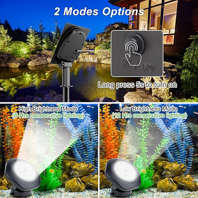 Solar Pond Lights, 18 LED Super Bright Underwater Spotlights LED Submersible - Image 3