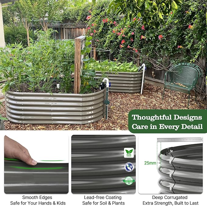 A ANLEOLIFE 6X3X2 ft Galvanized Raised Garden Beds Outdoor, Oval Large Metal - Image 4