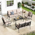 MFSTUDIO 7 Seats Large Metal Patio Conversation Sets, 5 Pieces Outdoor by MFSTUDIO