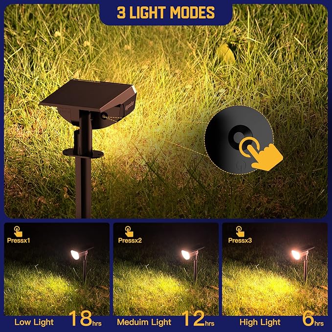Kyosho Solar Spot Lights Outdoor Warm White, 38 LEDs Solar Landscape Lights - Image 3