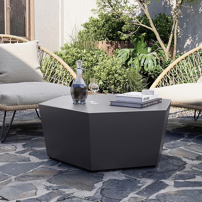 UPHA Outdoor Hexagon Coffee Table, Small Modern Minimalist Accent Tables - Image 6