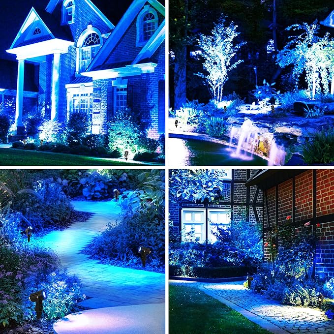 Blue Solar Spot Lights Outdoor, 2 Pack Solar Landscape Spotlights IP65 - Image 2