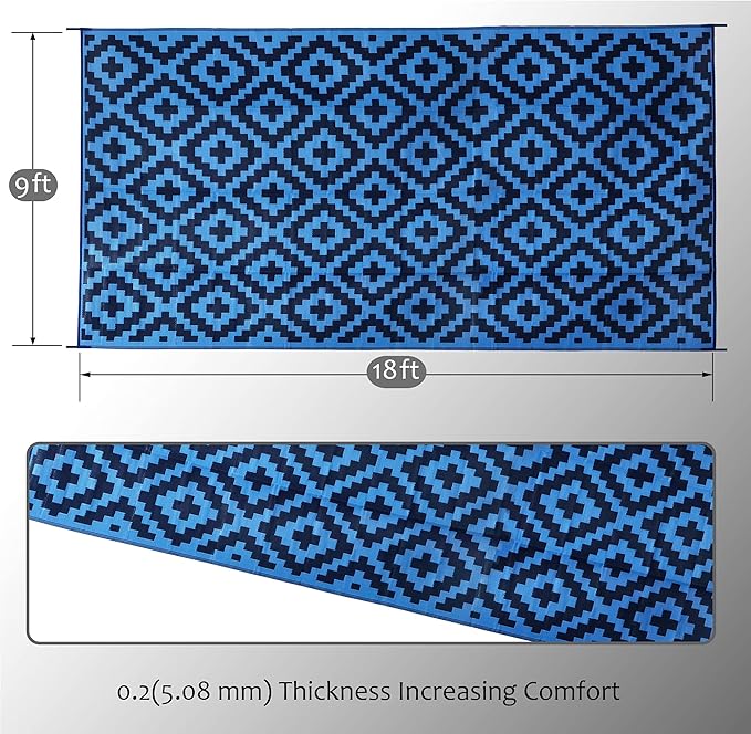 SAND MINE Waterproof Outdoor Rug 9x18 ft, Plastic Reversible Rug, Modern Area - Image 5