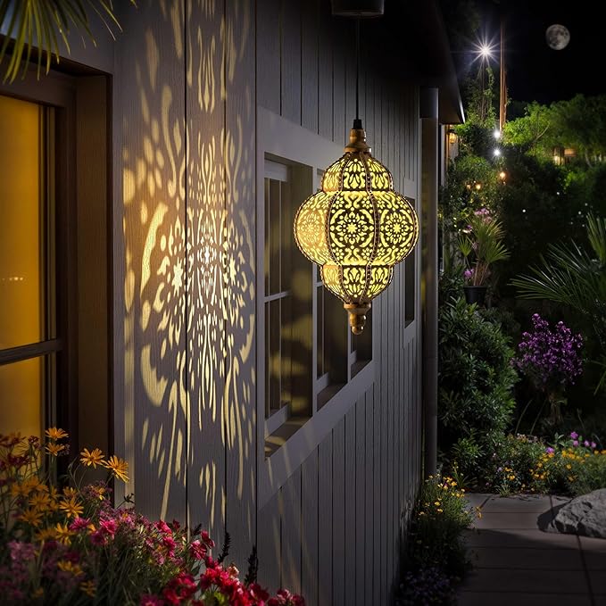 Hanging Solar Lights Outdoor Garden Decor Solar Lantern Waterproof Plastic - Image 8