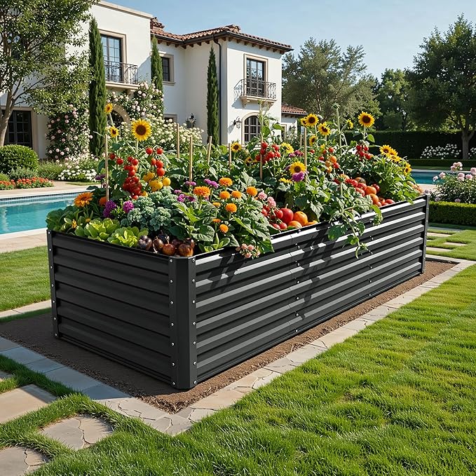 YITAHOME 6pcs 8x4x2 ft Galvanized Raised Garden Bed Kit, Large Metal Planter Box - Image 2