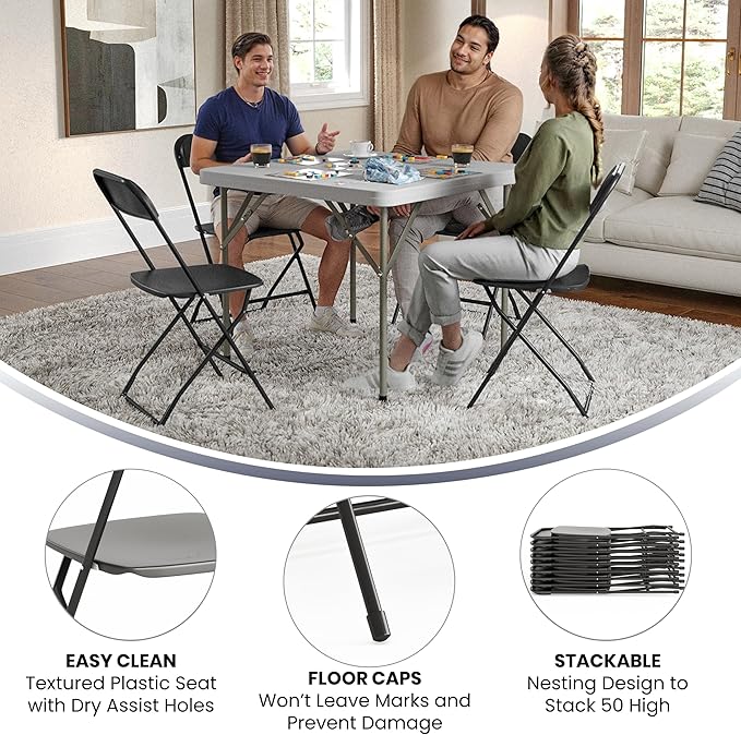 Flash Furniture Hercules Set of 10 Indoor/Outdoor Heavy-Duty Plastic Folding - Image 5