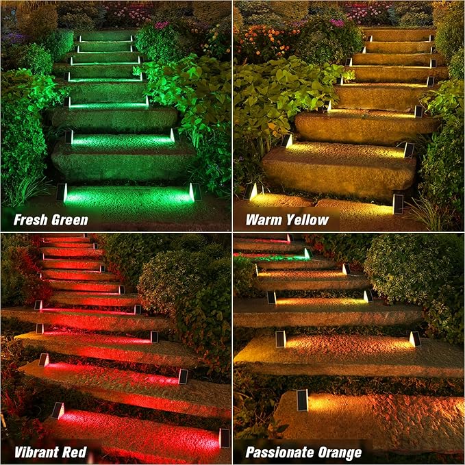VOLISUN Solar Stair Lights 12 Pack, 7 Fixed Colors, Solar Step Lights Outdoor - Image 4