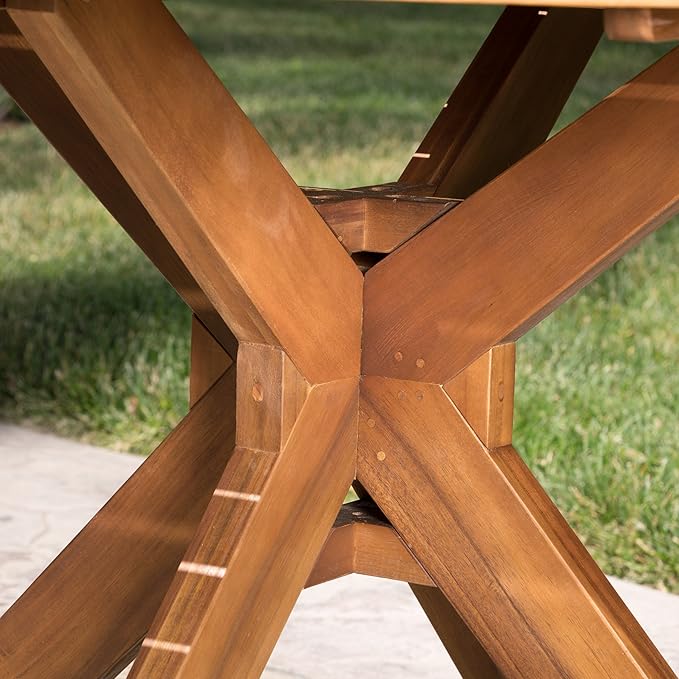 Christopher Knight Home Stamford Outdoor Acacia Wood Round Dining Table - Image 5