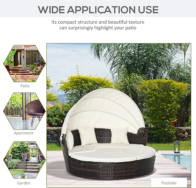Outsunny 4-Piece Round Convertible Daybed - Image 4