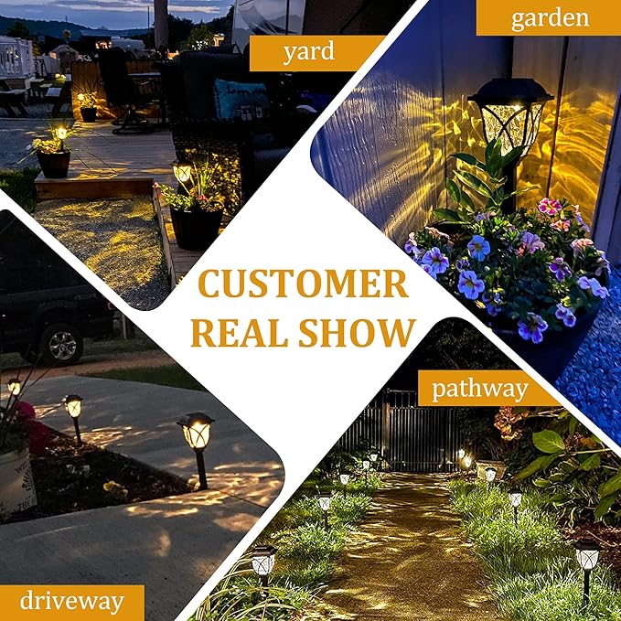 GIGALUMI 6 Pack Solar Lights Outdoor Waterproof, LED Solar Garden Lights - Image 2