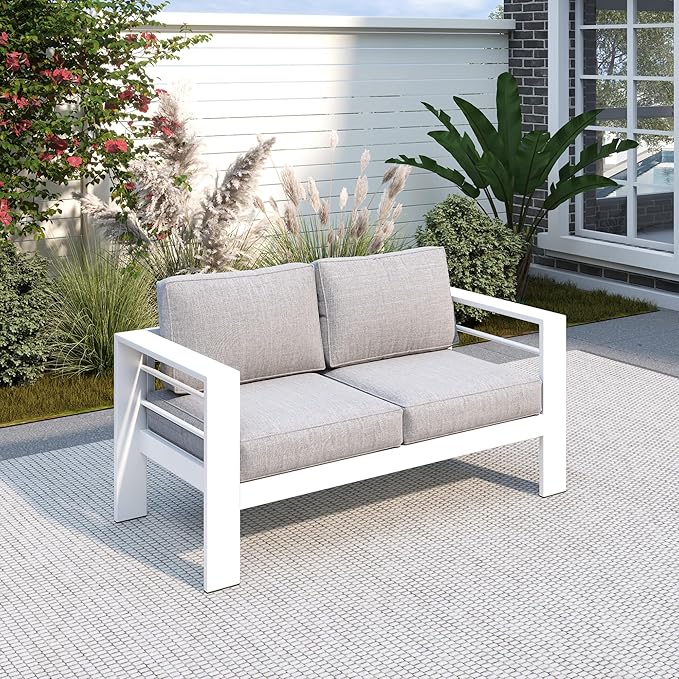 Solaste Outdoor Loveseat Aluminum Patio Furniture Sofa, All-Weather Metal by Solaste