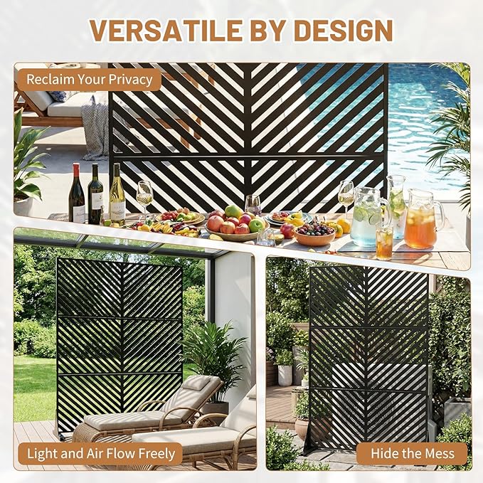 VINGLI Privacy Fence Panels, 72H’’ x 47W’’ Metal Privacy Screen Freestanding - Image 3