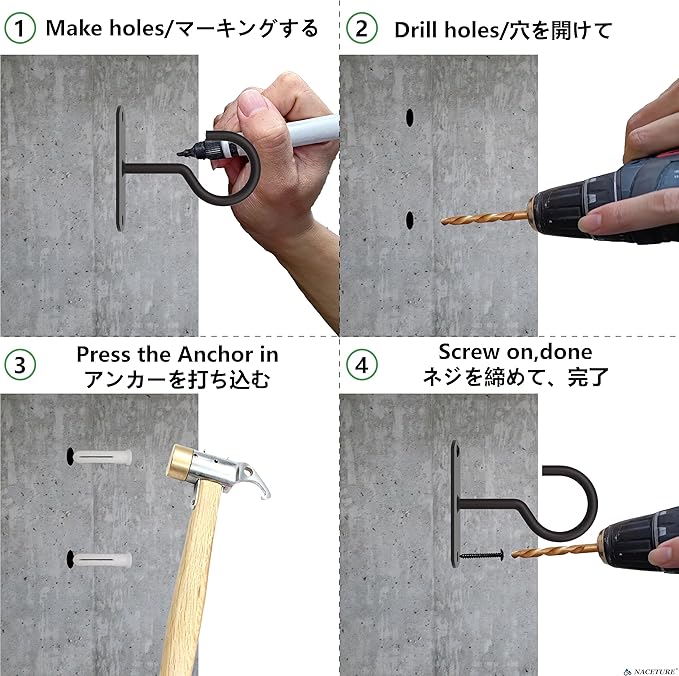 NACETURE Ceiling Hooks Heavy Duty 2 Pack - Image 4