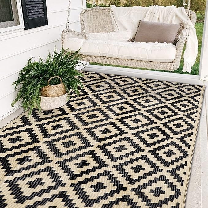 SAND MINE Waterproof Outdoor Rug 5x8 ft, Plastic Reversible Rug, Modern Area Rug by SANDMIND