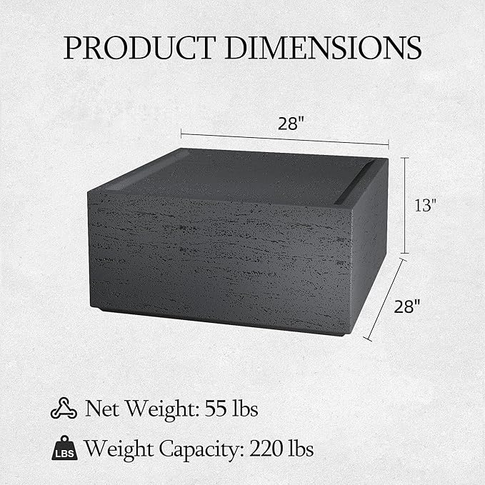 UPHA Outdoor Square Coffee Table, Small Modern Minimalist Accent Tables - Image 2