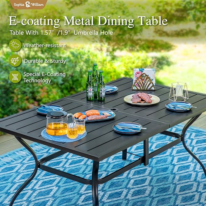 Sophia & William Patio Dining Set 7 Pieces Outdoor Metal Furniture Set - Image 6