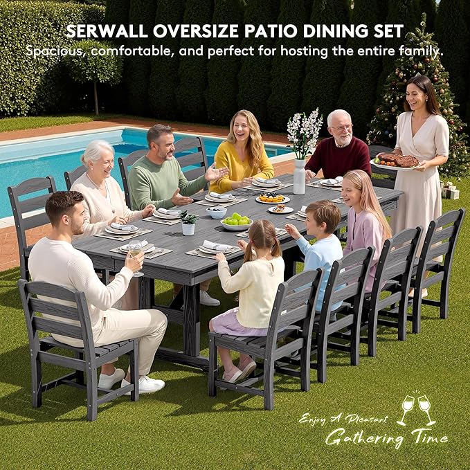 SERWALL 11 Piece Outdoor Dining Set - Image 5