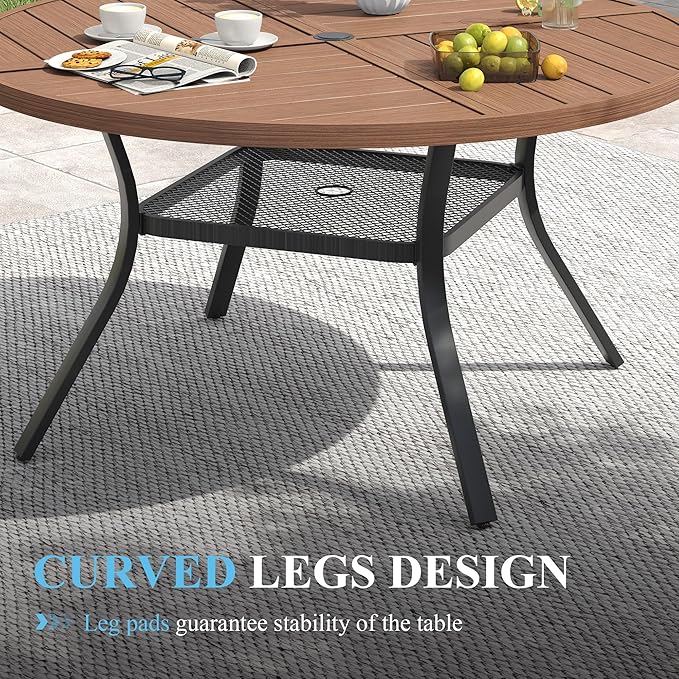 VICLLAX Patio Table and Chair Set of 6, All Weather Metal Round Outdoor Dining - Image 6