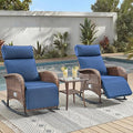 3 Pieces Zero Gravity Wicker Patio Rocking Recliner Chairs Set of 2 by JelwalyPatioFurnitureSet