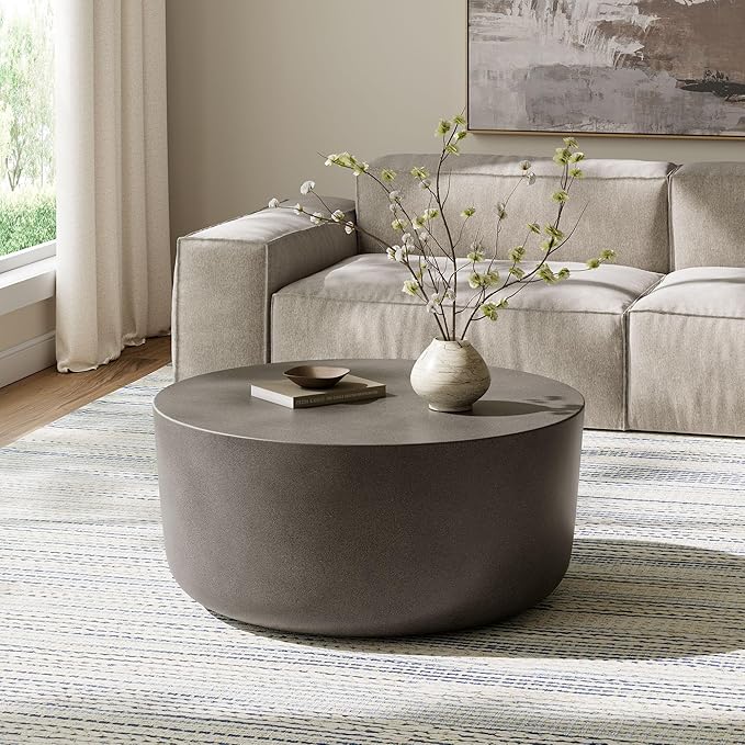 Modway Brion 34 Inch Round Concrete Coffee Table – Indoor/Outdoor Tapered - Image 7