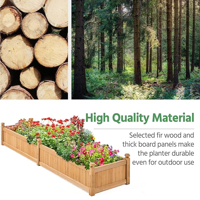 Yaheetech 90.5″ L×23.5″ W×16″ H Wooden Raised Garden Bed, Horticulture Wood - Image 7