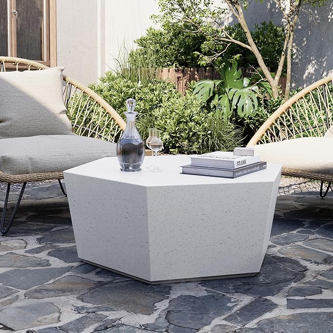 UPHA Outdoor Hexagon Coffee Table, Small Modern Minimalist Accent Tables - Image 6