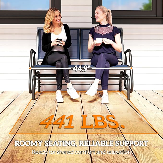 Outsunny 2-Person Outdoor Glider Bench, Patio Double Swing Rocking Chair - Image 7