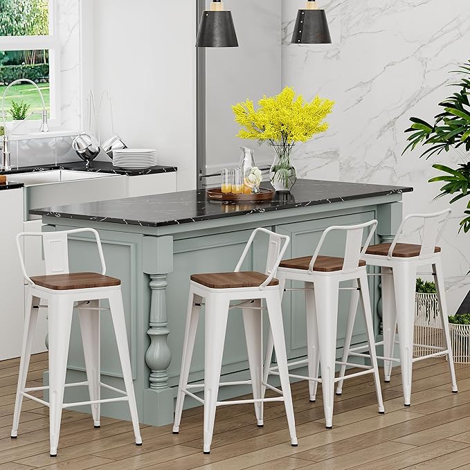 Yongchuang 24 inch Metal Bar Stools Set of 4 Counter Height Barstools Farmhouse - Image 2