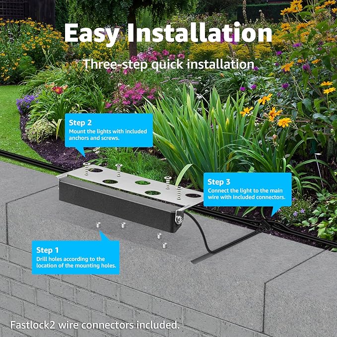 SUNVIE 8-Pack 7 Inch Retaining Wall Lights 5W LED Waterproof Hardscape Lighting - Image 6