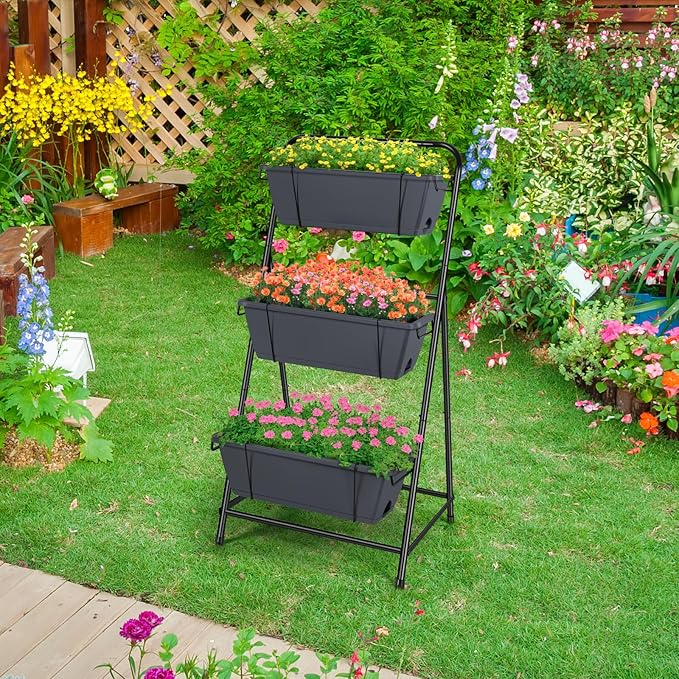 Vertical Garden Planter 3 Tier Raised Garden Bed Herb Planter Outdoor Standing - Image 5