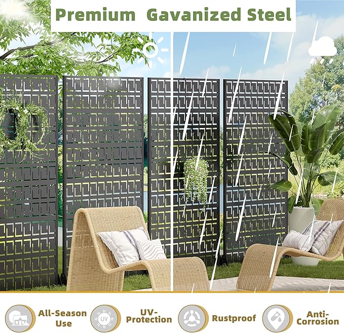 Casaphoria 72" H x 47" W Metal Privacy Screen, Outdoor Freestanding Decorative - Image 4