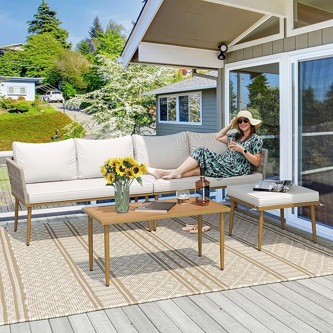 YITAHOME Patio Furniture Set, 6 Pieces Outdoor Rattan Woven Sectional Sofa - Image 2