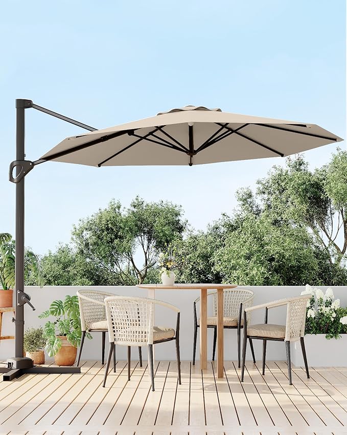 GarveeLife 10FT Patio Umbrella Outdoor Large Cantilever Umbrella Market Sun - Image 6