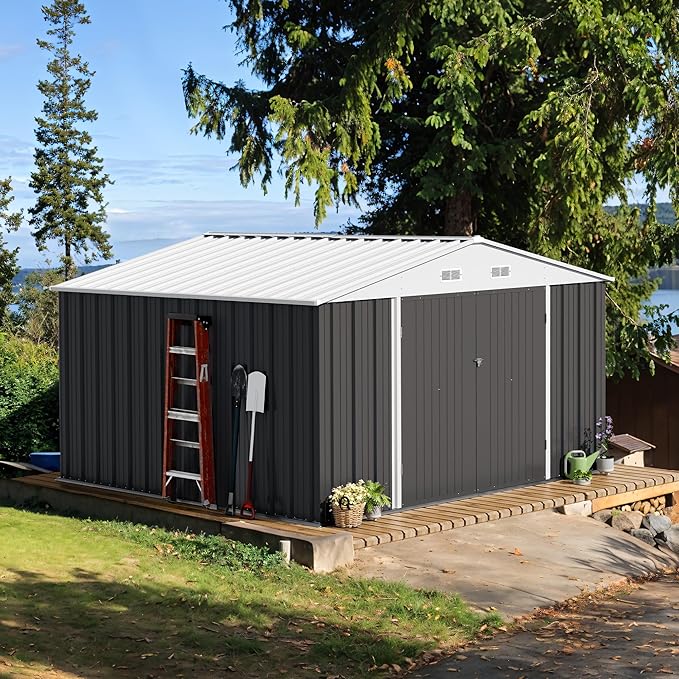 Devoko 10 x 10 FT Outdoor Storage Shed, Metal Garden Sheds & Outdoor Storage - Image 2