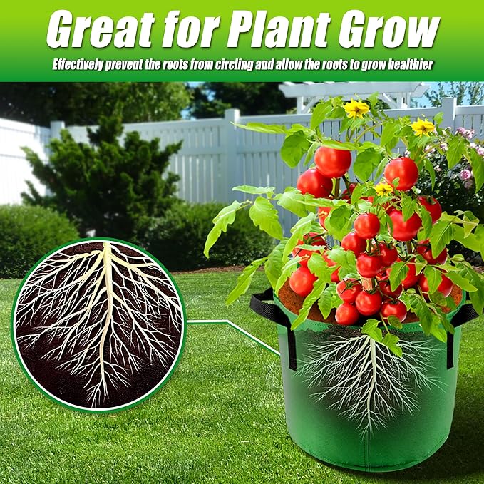 15 Gallon Grow Bags, 7 Pack Colorful Fabric Plant Pots - Image 4