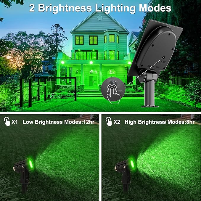 Green Solar Spot Lights Outdoor, 2 Pack Solar Landscape Spotlights IP65 - Image 5