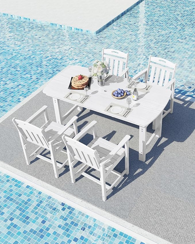 Ciokea HDPE Outdoor Dining Set, 5-Piece Patio Table and Chairs Set - Image 8