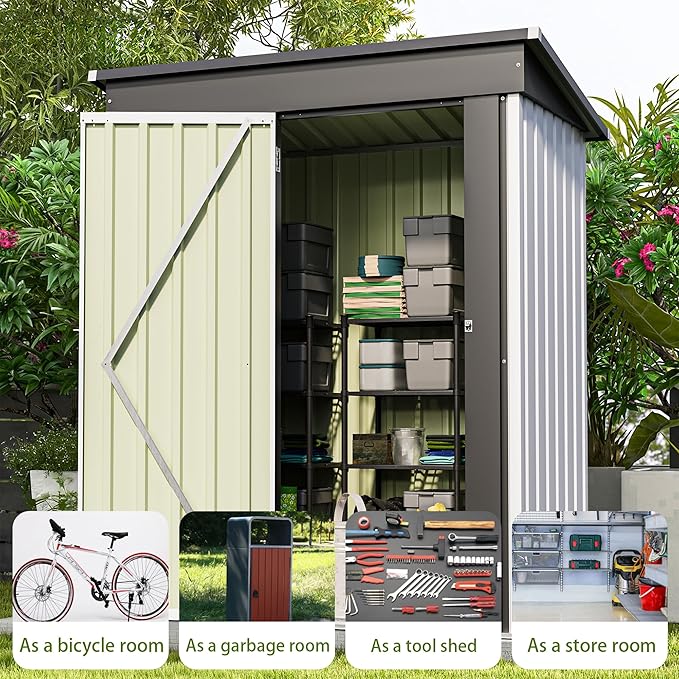 Patiowell 5x3 FT Outdoor Storage Shed, Garden Tool Shed - Image 6