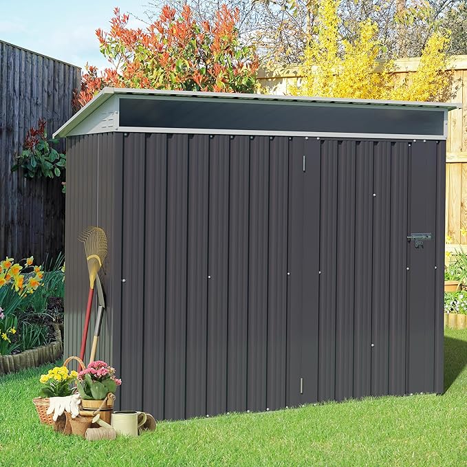 Vongrasig Outdoor Storage Shed, 6 x 4 FT Outside Metal Garden Shed by Vongrasig