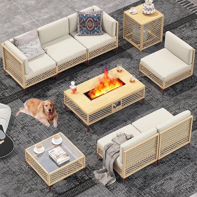 LYNSLIM Outdoor Patio Furniture Set, Wicker Outdoor Sectional Set by LYNSLIM