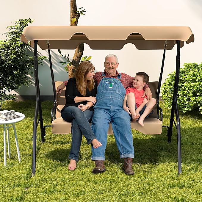 Tangkula 3 Person Porch Swing, Patio Swing - Image 9